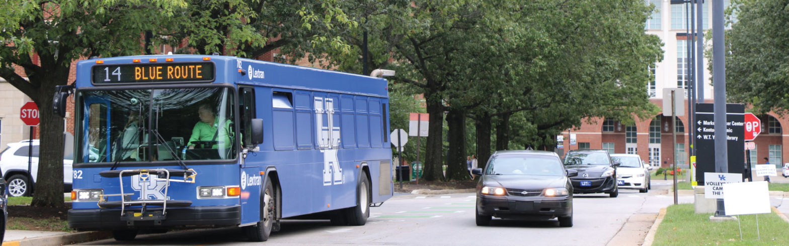 Route 14 bus on campus